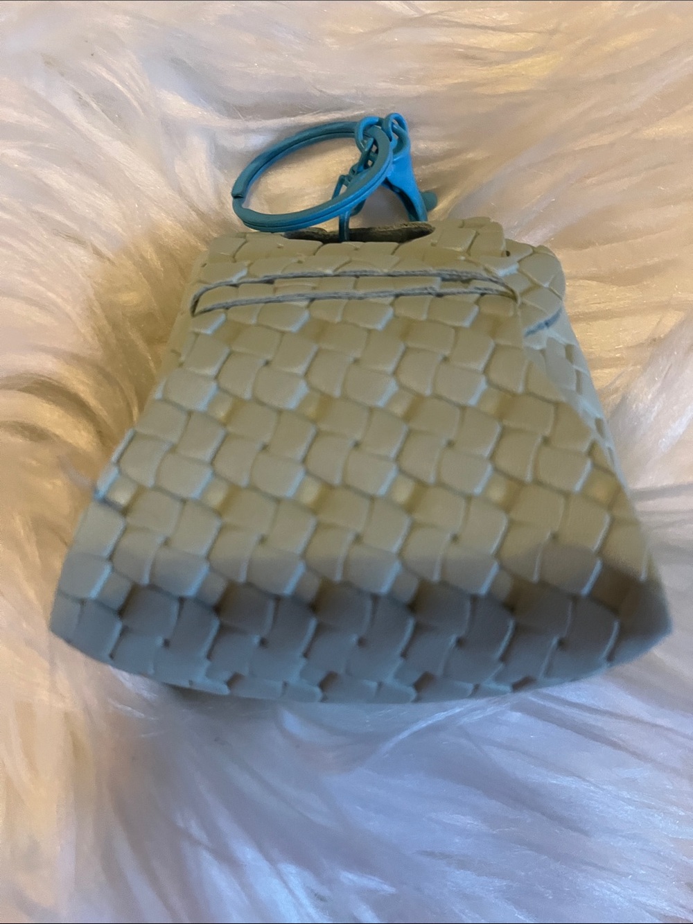 Woven Mini Keychain Bag in Light Blue